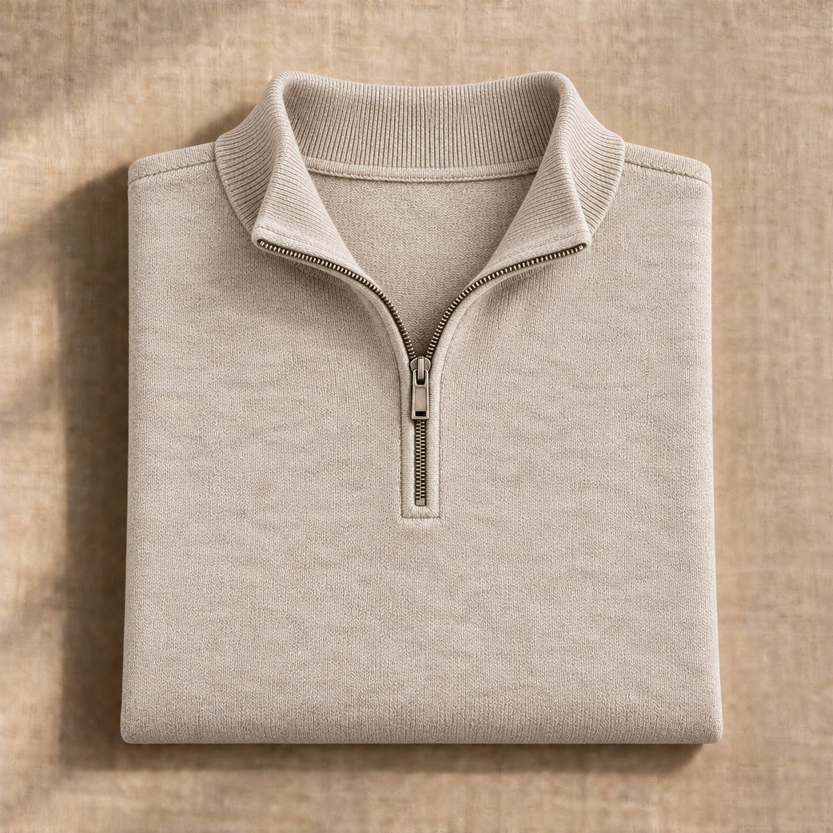 The Quarter-Zip Sweater in Oatmeal